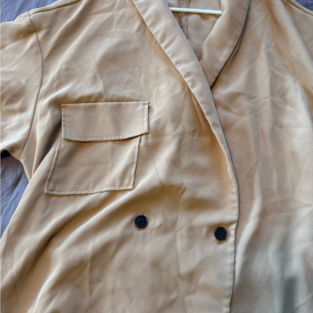 Worthington Double-Breasted Tan Blazer Jacket